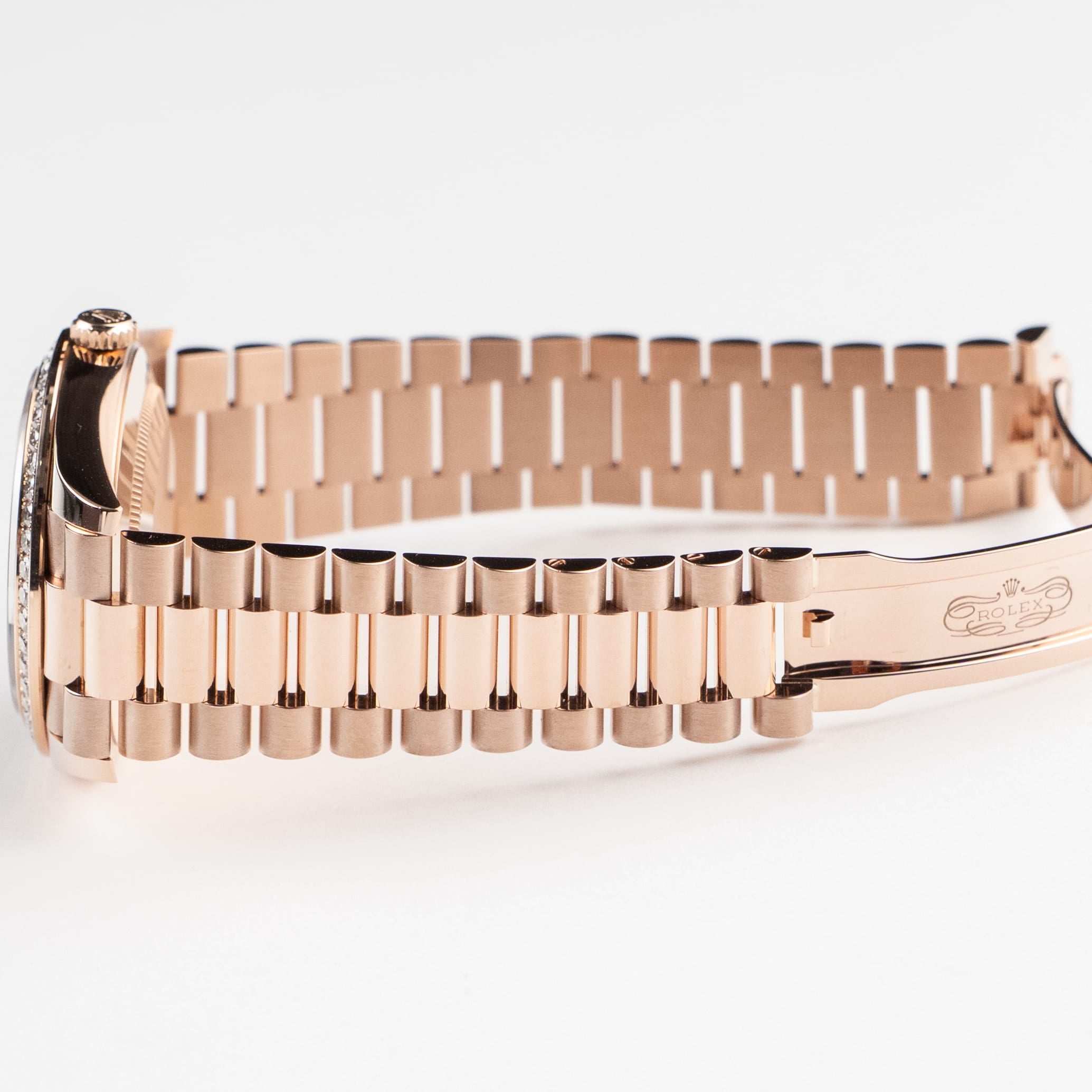 Rolex Day-Date 40 228345RBR Rose Gold Olive Green Roman Numerals Dial Diamond Bezel (2021)