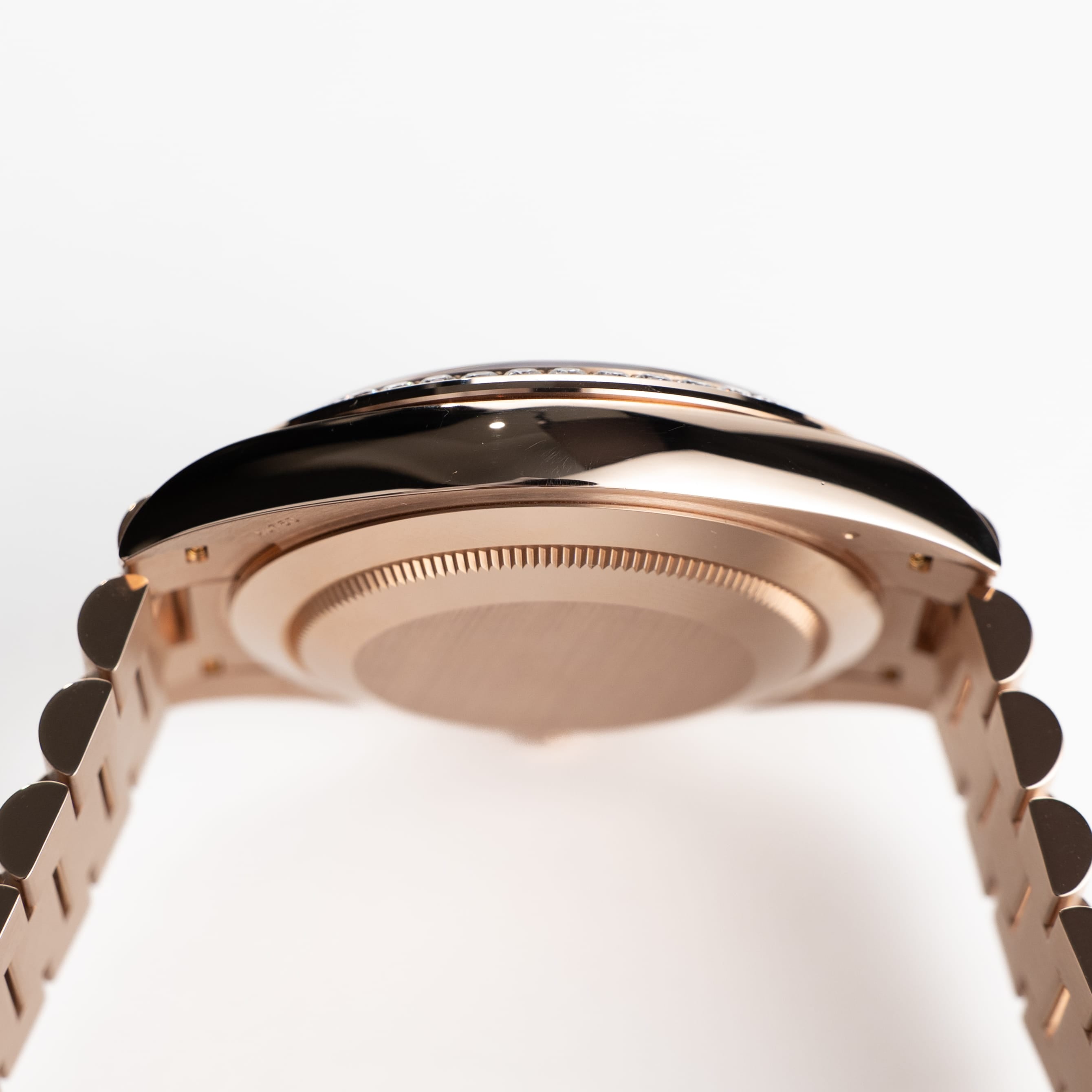 Rolex Day-Date 40 228345RBR Rose Gold Olive Green Roman Numerals Dial Diamond Bezel (2021)
