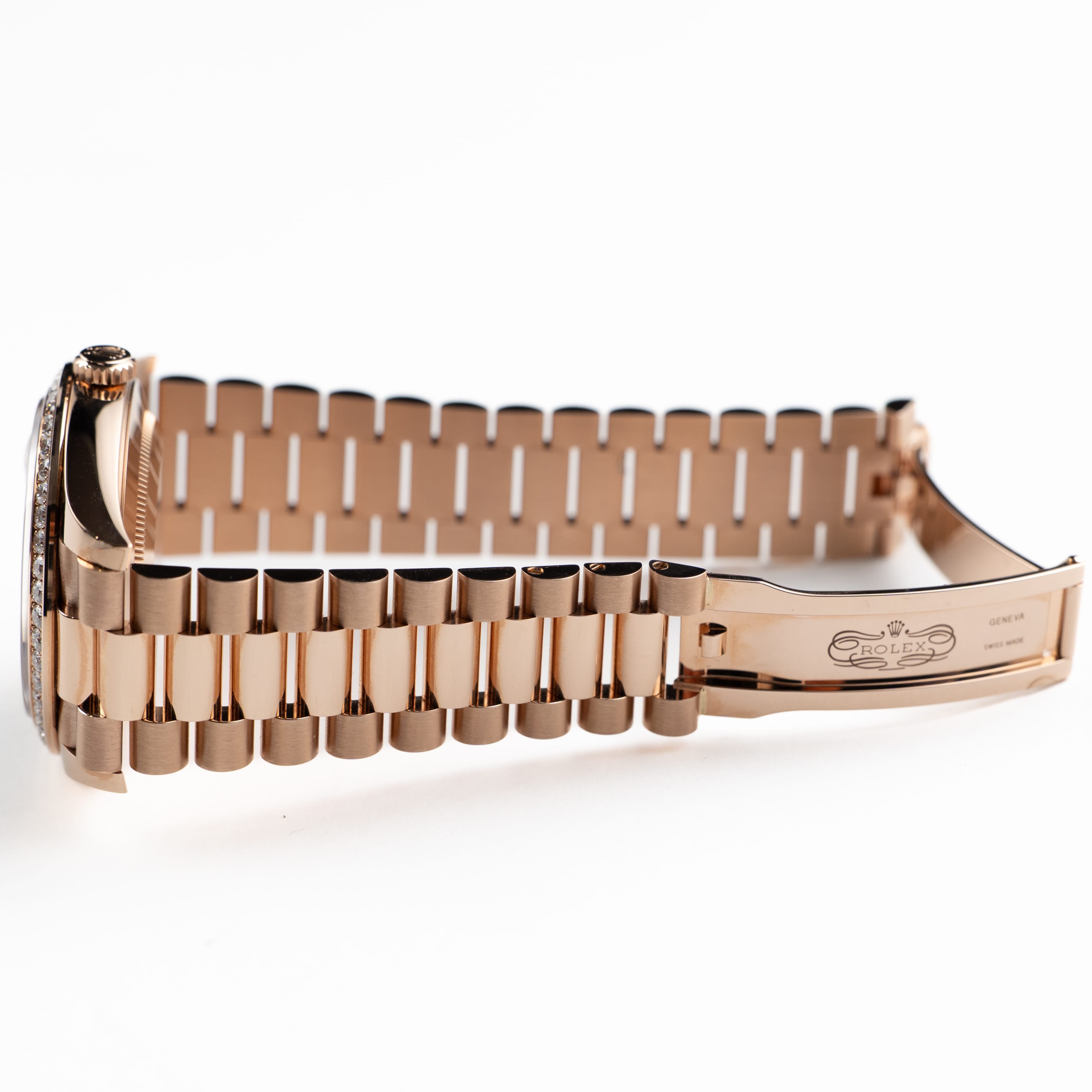 Rolex Day-Date 40 228345RBR Rose Gold Olive Green Roman Numerals Dial Diamond Bezel (2021)