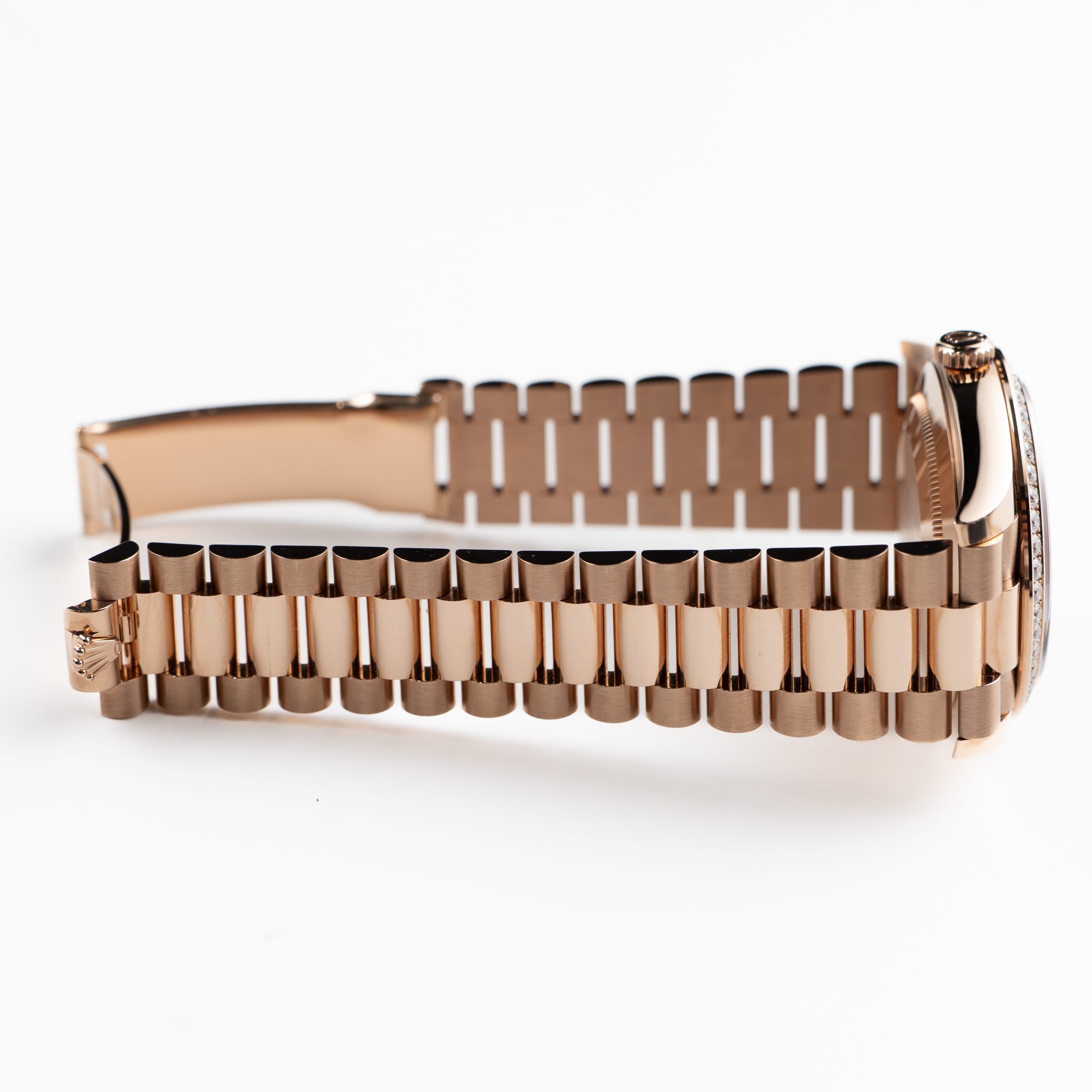 Rolex Day-Date 40 228345RBR Rose Gold Olive Green Roman Numerals Dial Diamond Bezel (2021)