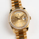 Rolex Day-Date 40 228348RBR Yellow Gold Champagne Diamond Baguette Dial Diamond Bezel (2021)