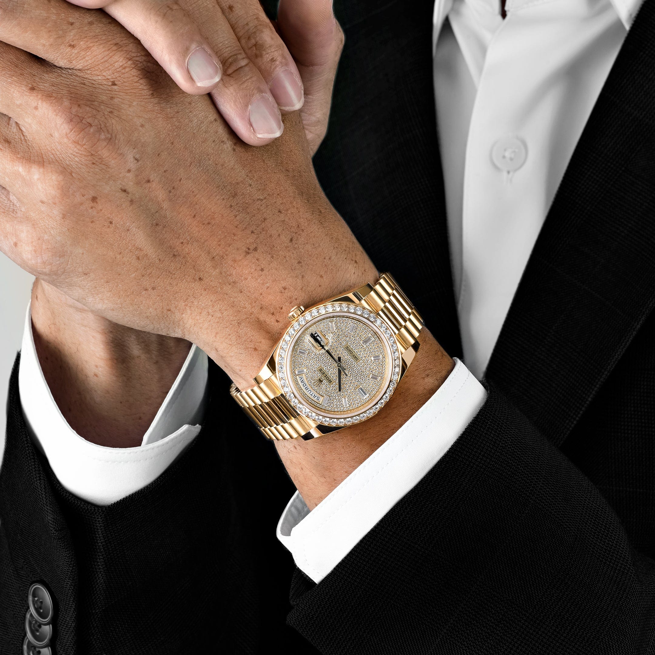 Rolex Day-Date 40 228348RBR Yellow Gold Diamond Dial Diamond Bezel