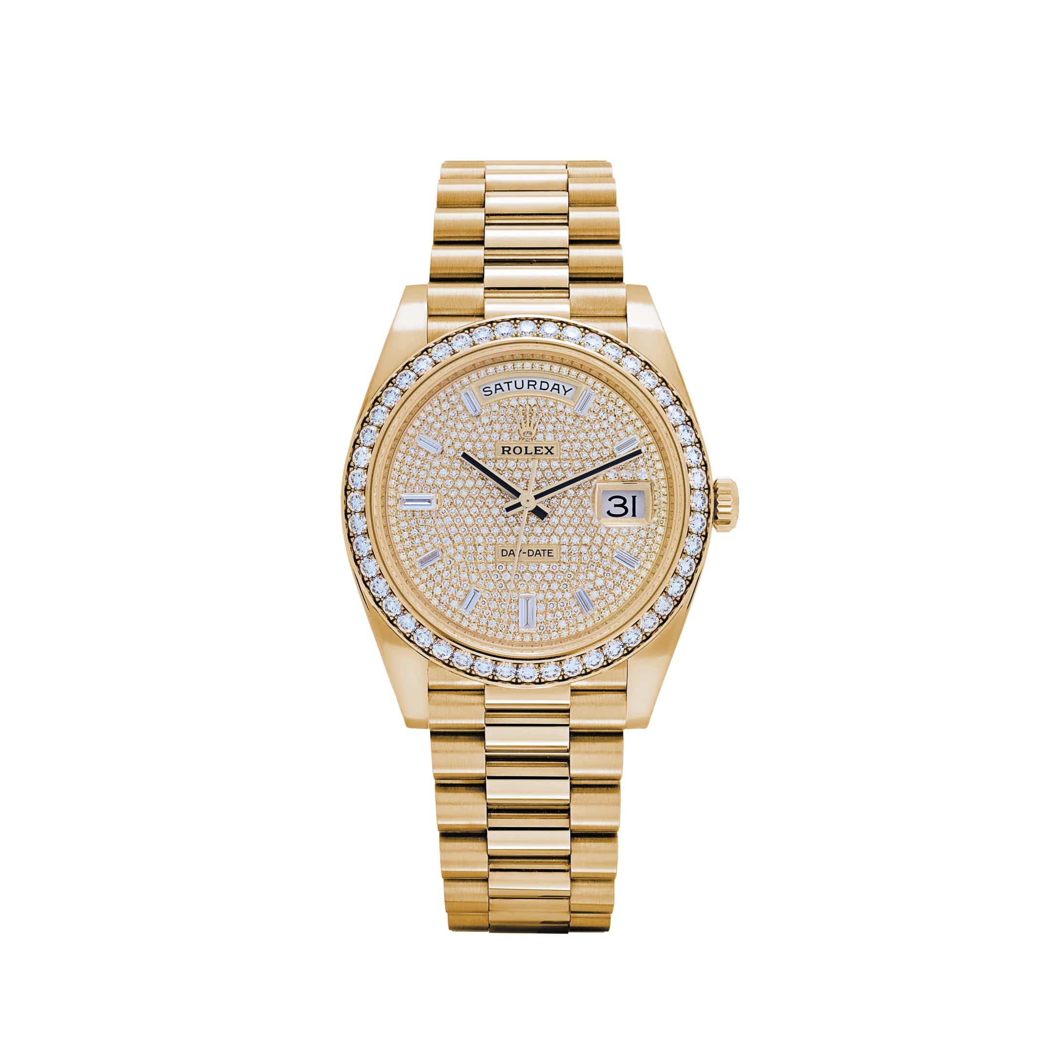 Rolex Day-Date 40 228348RBR Yellow Gold Diamond Dial Diamond Bezel