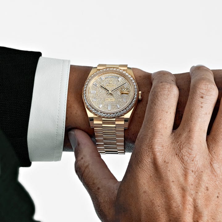 Rolex Day-Date 40 228348RBR Yellow Gold Diamond Dial Diamond Bezel