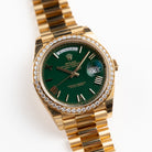 Rolex Day-Date 40 228348RBR Yellow Gold Green Roman Numeral Dial Diamond Bezel (2022)