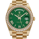 Rolex Day-Date 40 228348RBR Yellow Gold Green Roman Numeral Dial Diamond Bezel (2022)