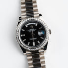 Rolex Day-Date 40 228349RBR White Gold Black Diamond Baguette Dial Diamond Bezel (2022)