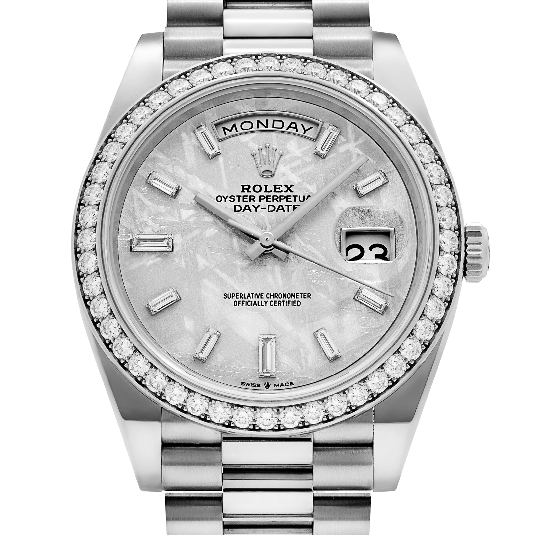 Rolex Day-Date 40 228349RBR White Gold Meteorite Dial Diamond Set (2022)