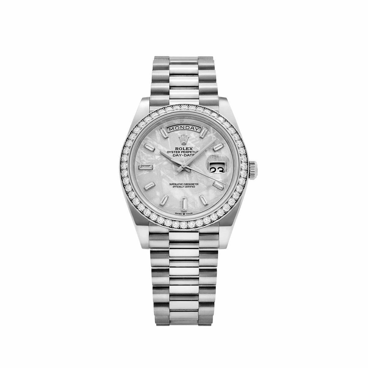 Rolex Day-Date 40 228349RBR White Gold Meteorite Dial Diamond Set (2022)