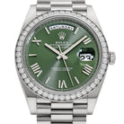 Rolex Day-Date 40 228349RBR White Gold Olive Green Dial Diamond Bezel (2021)