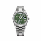 Rolex Day-Date 40 228349RBR White Gold Olive Green Dial Diamond Bezel (2023)