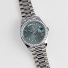 Rolex Day-Date 40 228349RBR White Gold Olive Green Dial Diamond Bezel