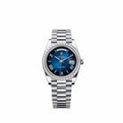 Rolex Day-Date 40 228396TBR Platinum Blue Ombre Roman Dial President Diamond Bezel (2026)