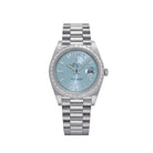 Rolex Day-Date 40 228396TBR Platinum Diamond Bezel Ice Blue Diamond Dial (2017)