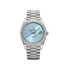 Rolex Day-Date 40 228396TBR Platinum Diamond Bezel Ice Blue Diamond Dial