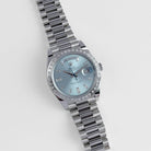 Rolex Day-Date 40 228396TBR Platinum Ice Blue Diamond Baguette Dial Diamond Baguette Bezel