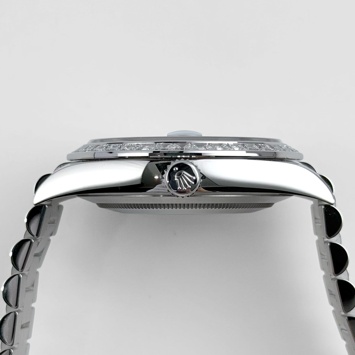 Rolex Day-Date 40 228396TBR Platinum Ice Blue Diamond Baguette Dial Diamond Baguette Bezel