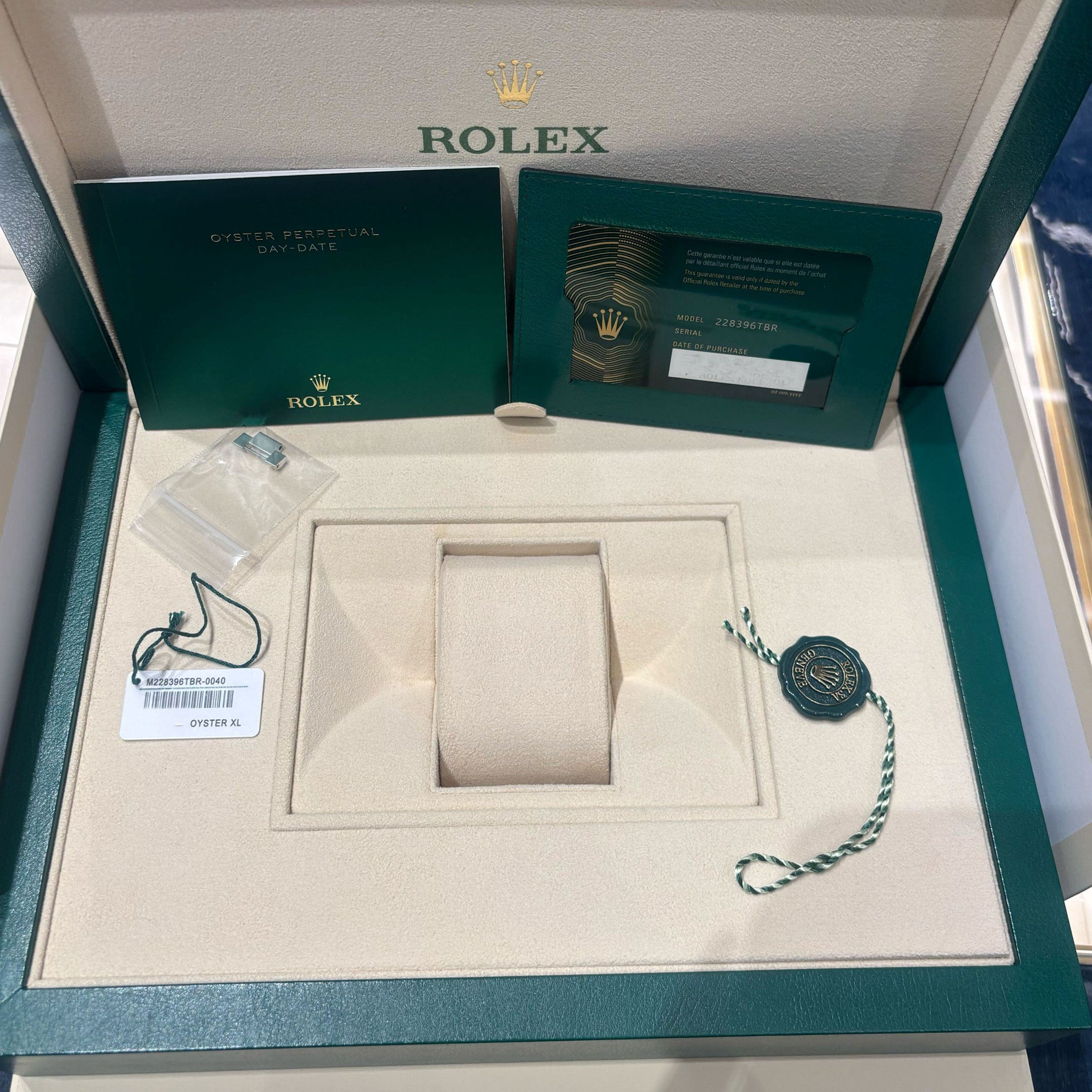 Rolex Day-Date 40 228396TBR Platinum Turquoise Stone Diamond Baguette Dial and Bezel (2025)