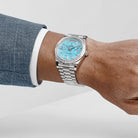 Rolex Day-Date 40 228396TBR Platinum Turquoise Stone Diamond Dial Diamond Bezel