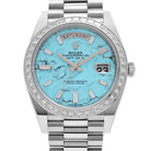 Rolex Day-Date 40 228396TBR Platinum Turquoise Stone Diamond Dial Diamond Bezel