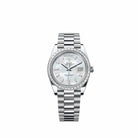 Rolex Day-Date 40 228396TBR Platinum White Mother of Pearl Diamond Dial President Diamond Bezel (2026)