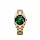 Rolex Day-Date 40 228398TBR Yellow Gold Green Ombre Roman Dial President Diamond Bezel (2026)