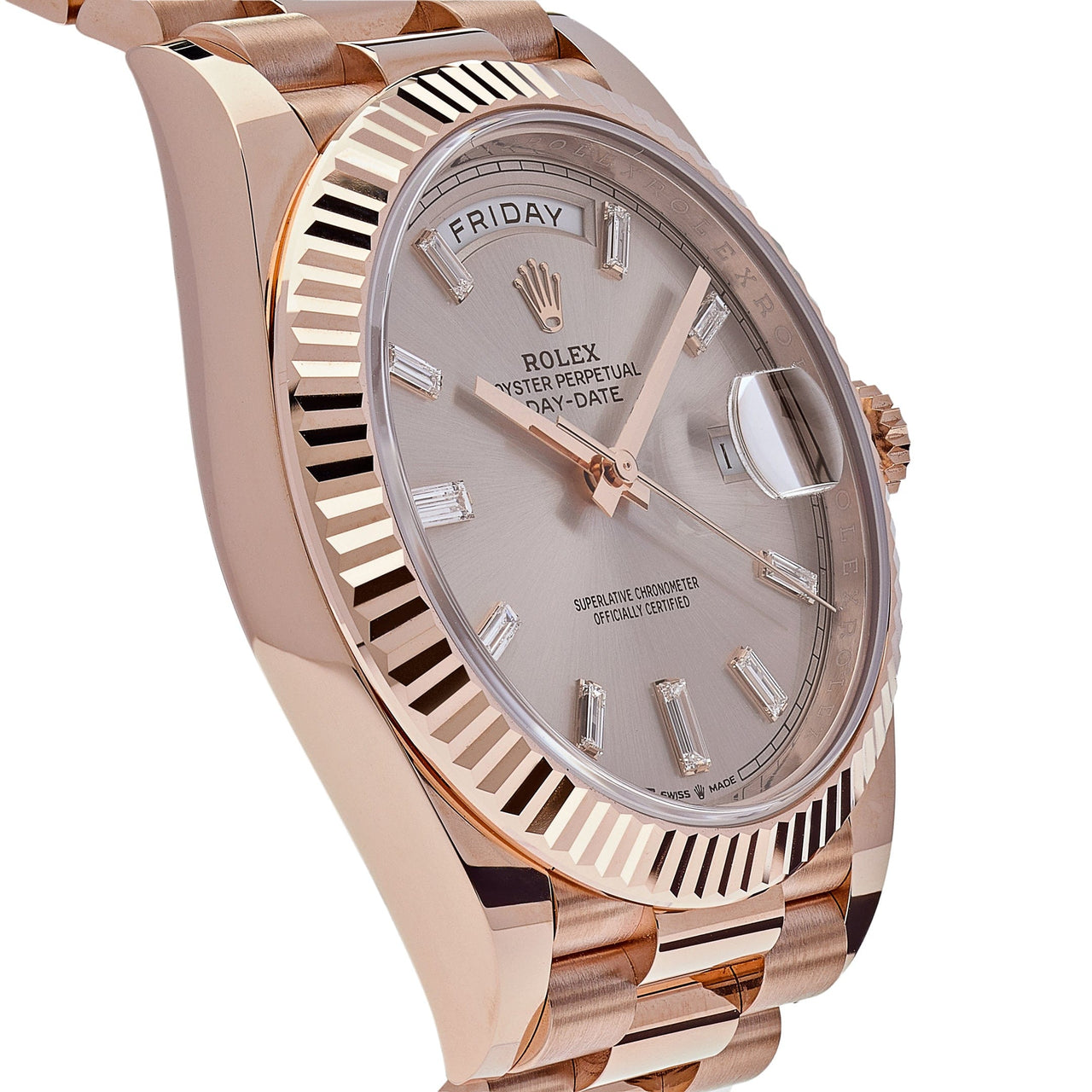 Luxury Watch Rolex Day-Date 40 Everose Gold Sundust Diamond Dial 228235 Wrist Aficionado