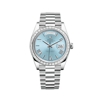 Thumbnail for Luxury Watch Rolex Day-Date 40 Platinum Diamond Bezel Ice Blue Roman Dial 228396TBR Wrist Aficionado