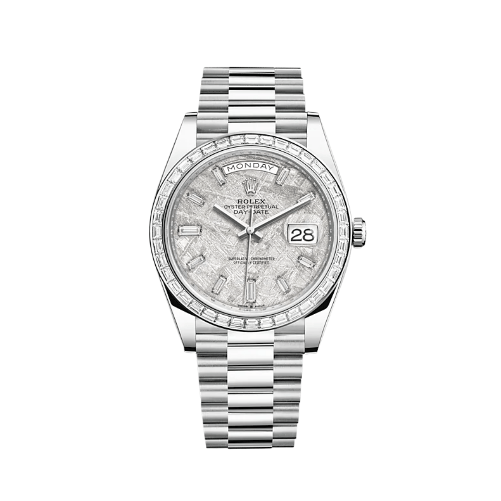 Rolex Day-Date 228396TBR Platinum Diamond Bezel Meteorite Diamond 