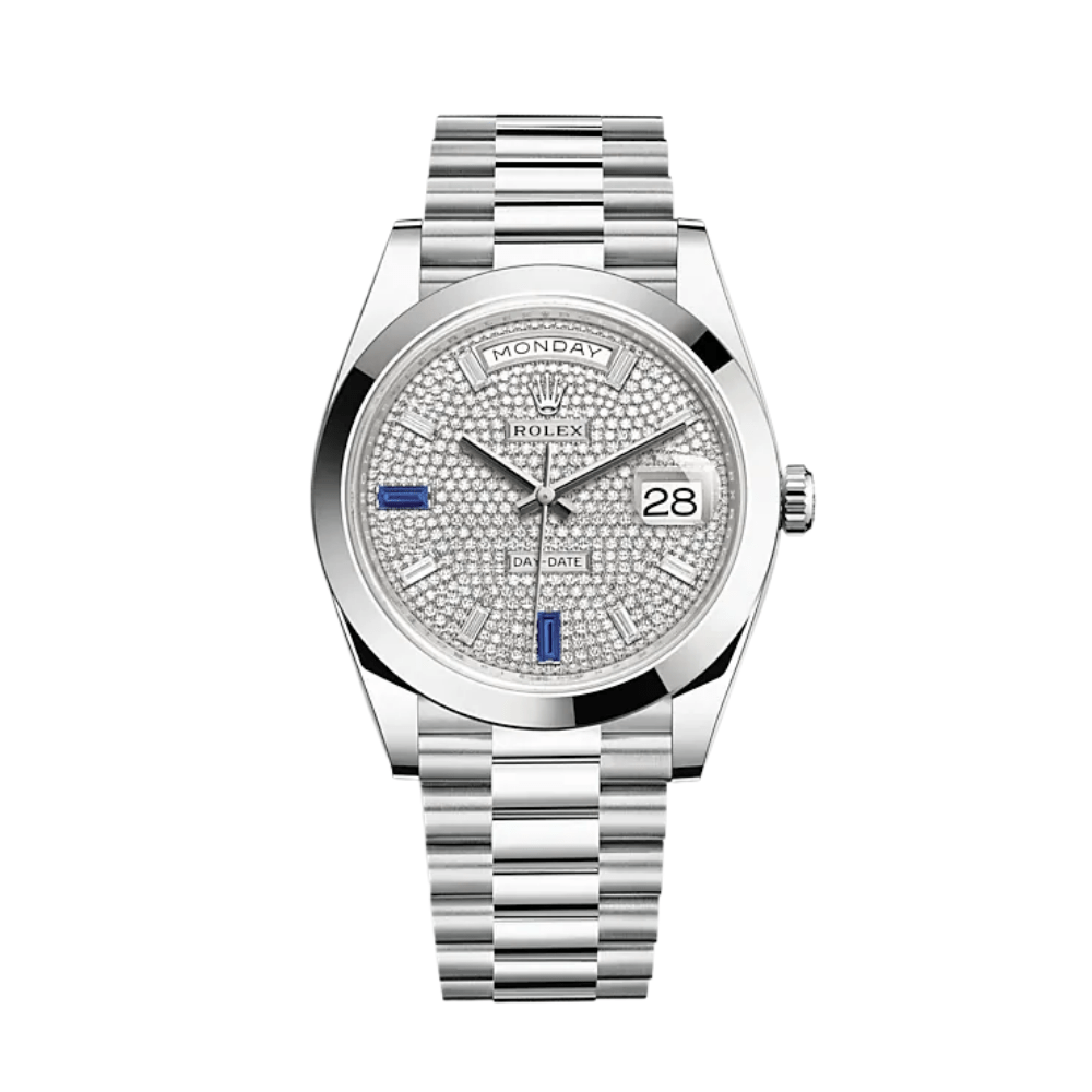 Luxury Watch Rolex Day-Date 40 Platinum Diamond-Paved Dial 228206 Wrist Aficionado