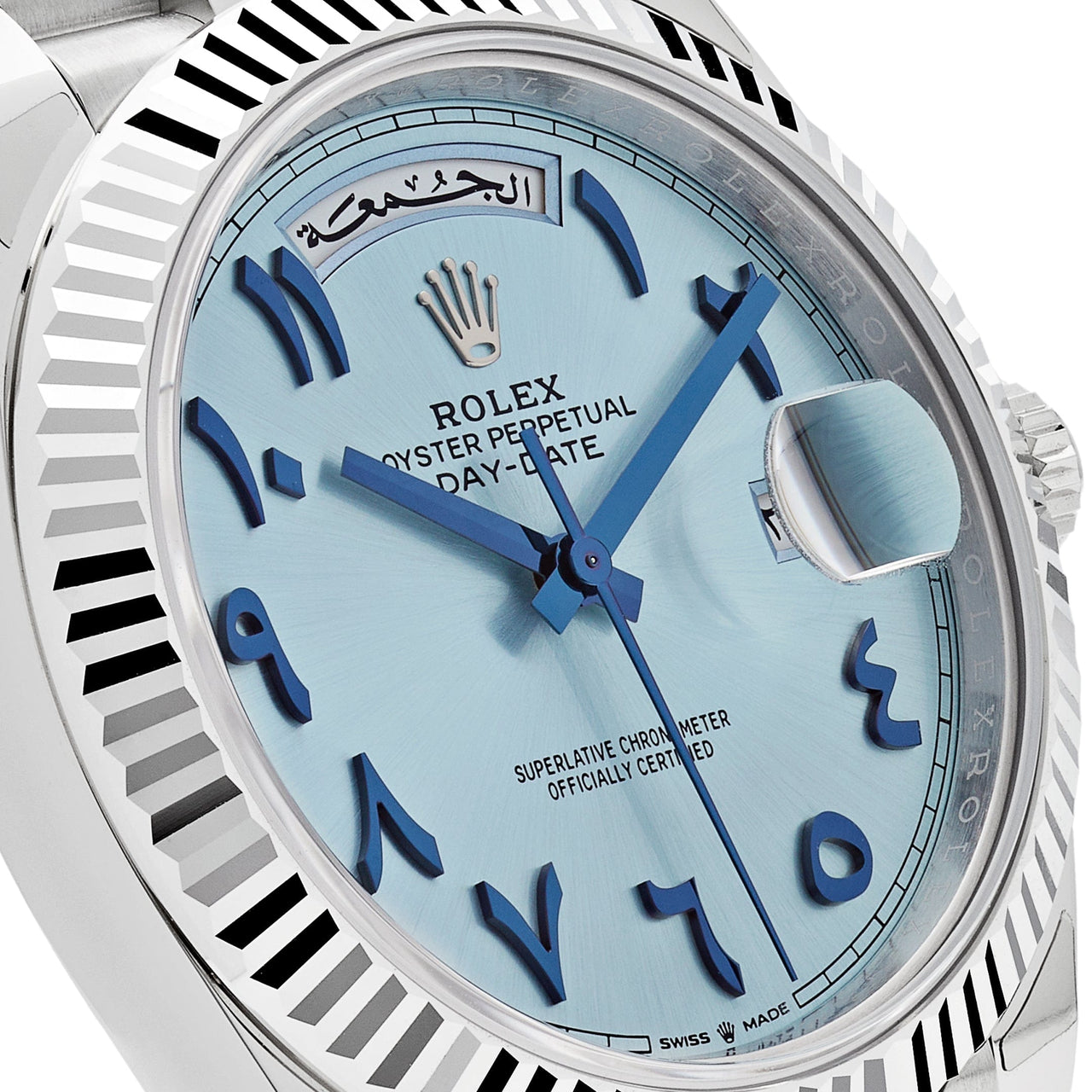 Rolex Day-Date 40 Platinum Ice Blue Arabic Dial 228206 Wrist Aficionado
