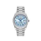 Rolex Day-Date 40 Platinum Ice Blue Arabic Dial Diamond Bezel 228396TBR Wrist Aficionado