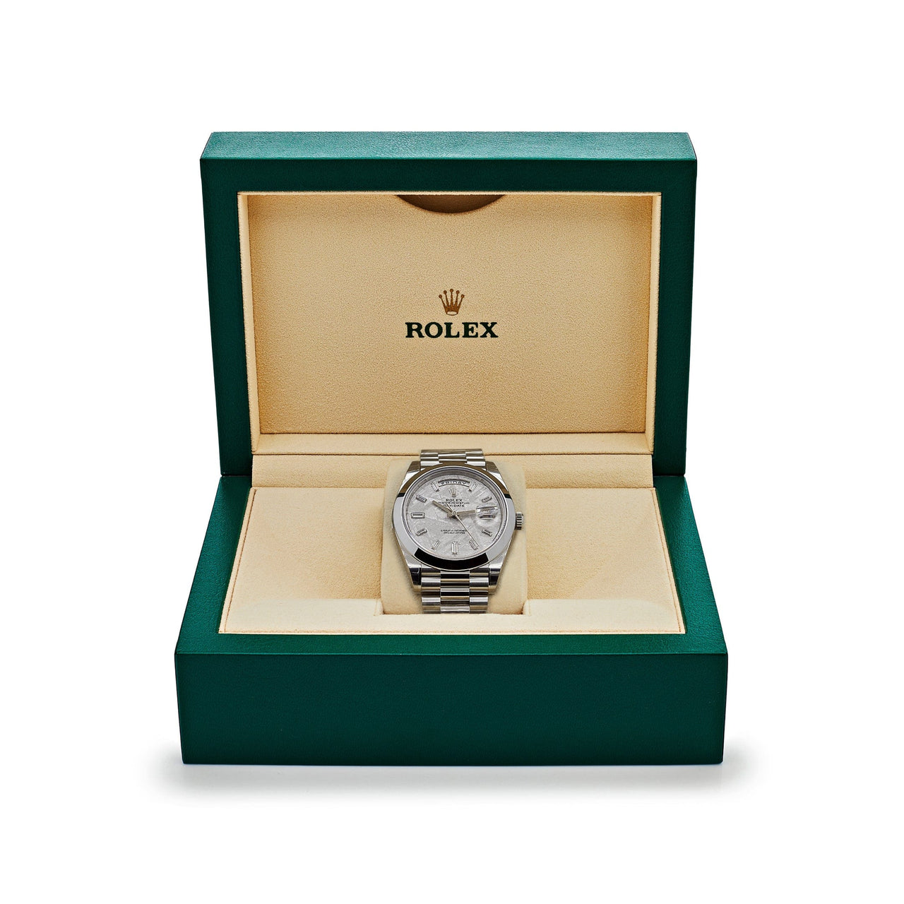 Luxury Watch Rolex Day-Date 40 Platinum Meteorite Diamond Dial 228206 Wrist Aficionado