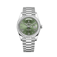 Thumbnail for Luxury Watch Rolex Day-Date 40 Platinum Olive Green Dial Diamond Bezel 228396TBR Wrist Aficionado