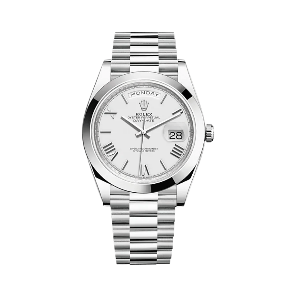 Luxury Watch Rolex Day-Date 40 Platinum White Dial 228206 Wrist Aficionado
