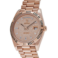 Thumbnail for Luxury Watch Rolex Day-Date 40 Rose Gold Baguette Diamond Paved Dial 228235 Wrist Aficionado