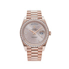 Luxury Watch Rolex Day-Date 40 Rose Gold Diamond Bezel Sundust Diamond Dial 228345RBR Wrist Aficionado