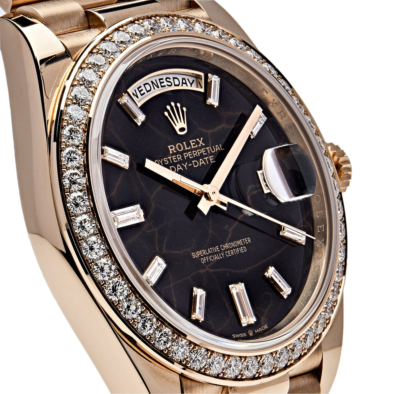 Luxury Watch Rolex Day-Date 40 Rose Gold Eisenkiesel Diamond Dial & Bezel 228345RBR Wrist Aficionado