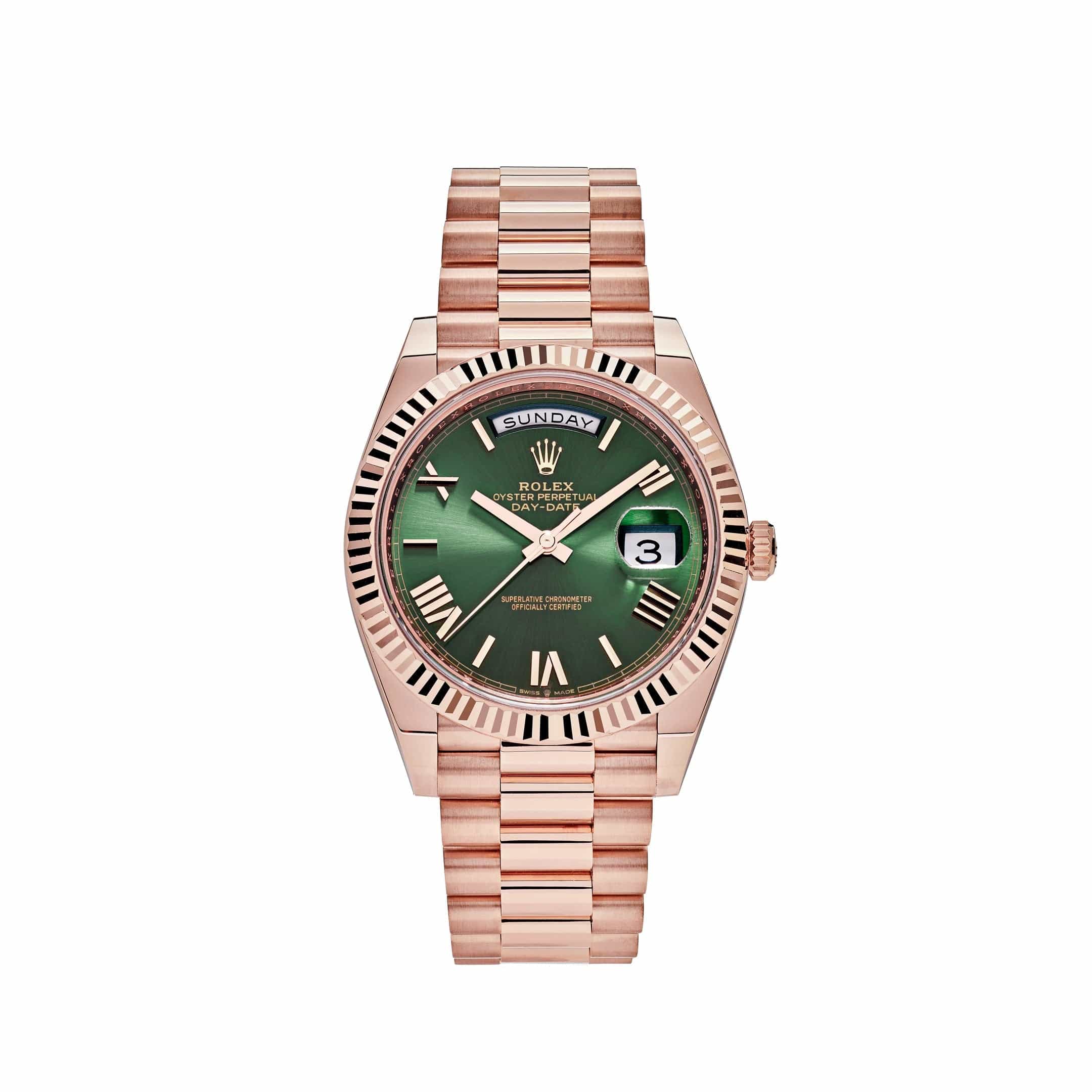 Rolex Day-Date 40 228235 Rose Gold Olive Green Dial (2024) – Wrist