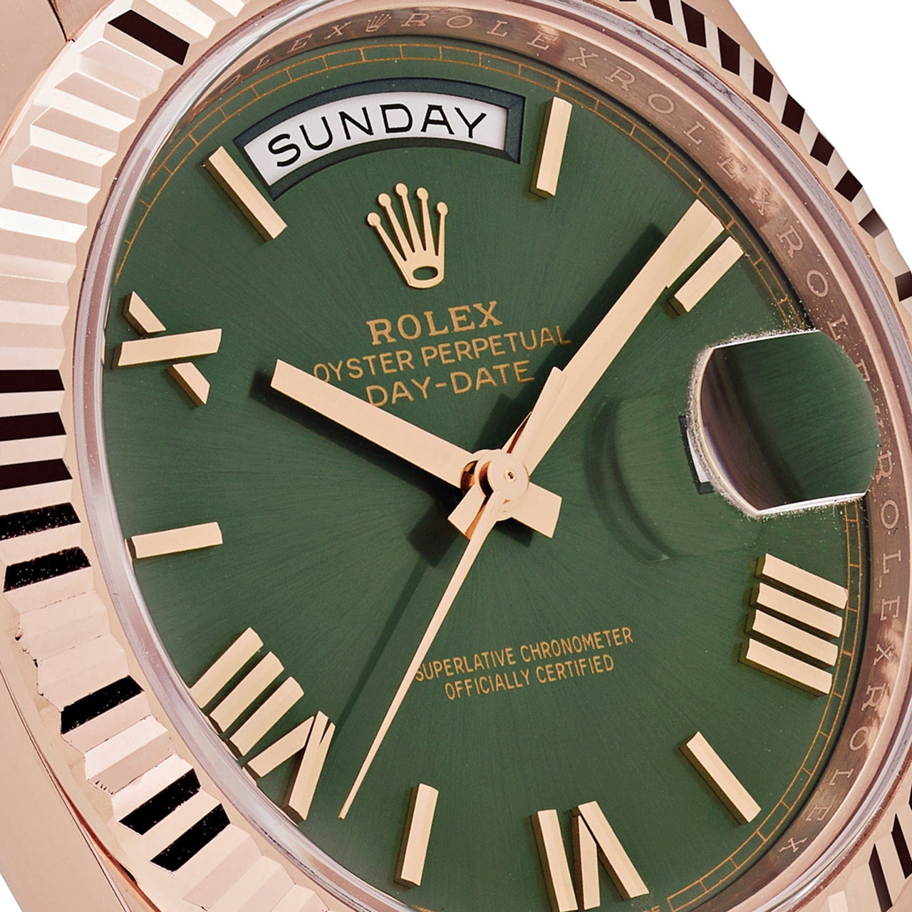 Luxury Watch Rolex Day-Date 40 Rose Gold Olive Green Dial 228235 (2023) Wrist Aficionado