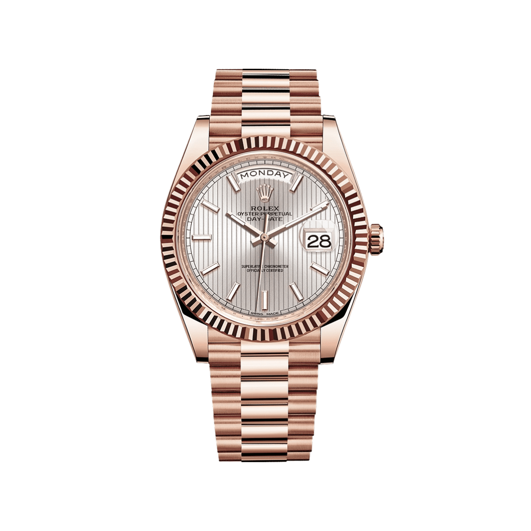 Luxury Watch Rolex Day-Date 40 Rose Gold Sundust Motif Dial 228235 Wrist Aficionado