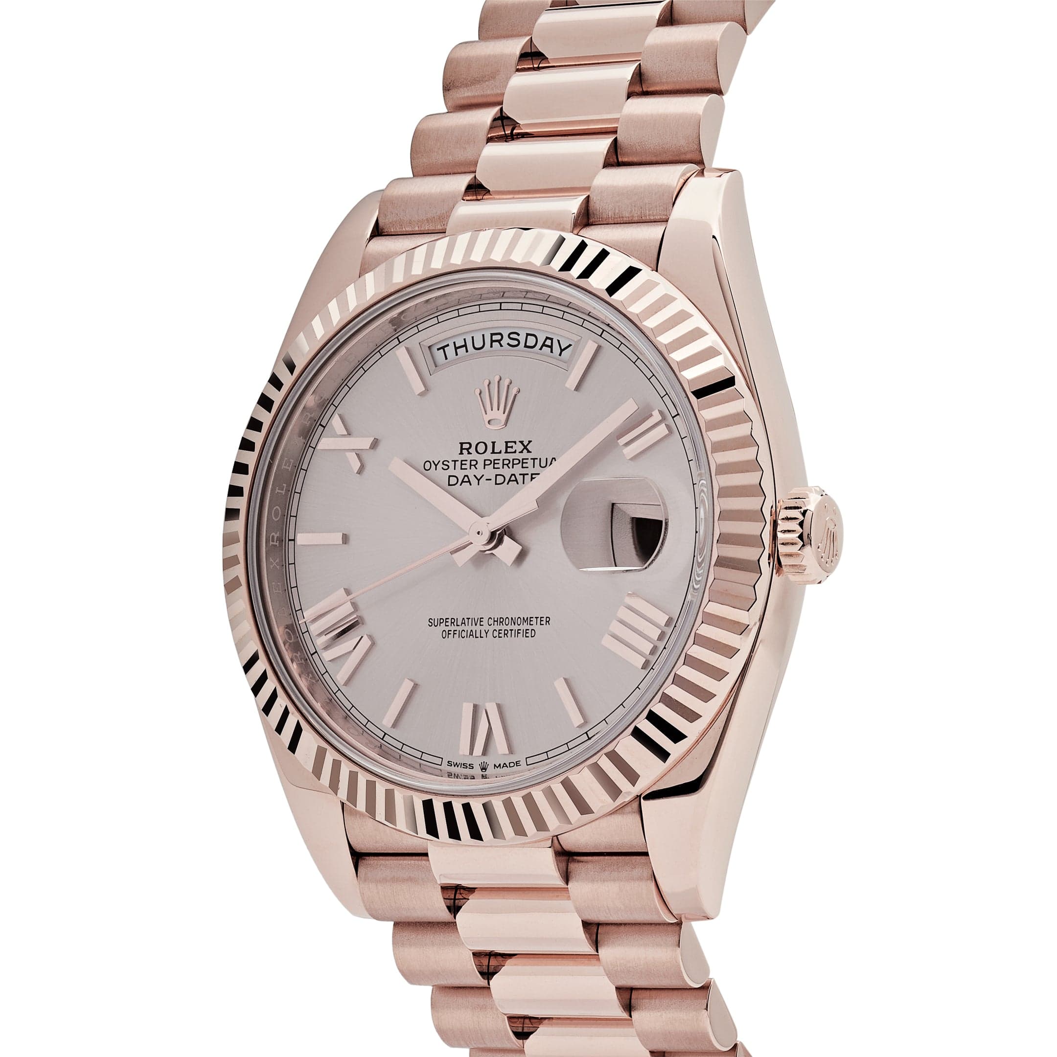 Luxury Watch Rolex Day-Date 40 Rose Gold Sundust Roman Dial 228235 Wrist Aficionado