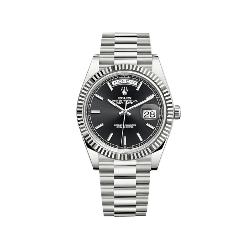 Luxury Watch Rolex Day-Date 40 White Gold Black Dial 228239 Wrist Aficionado