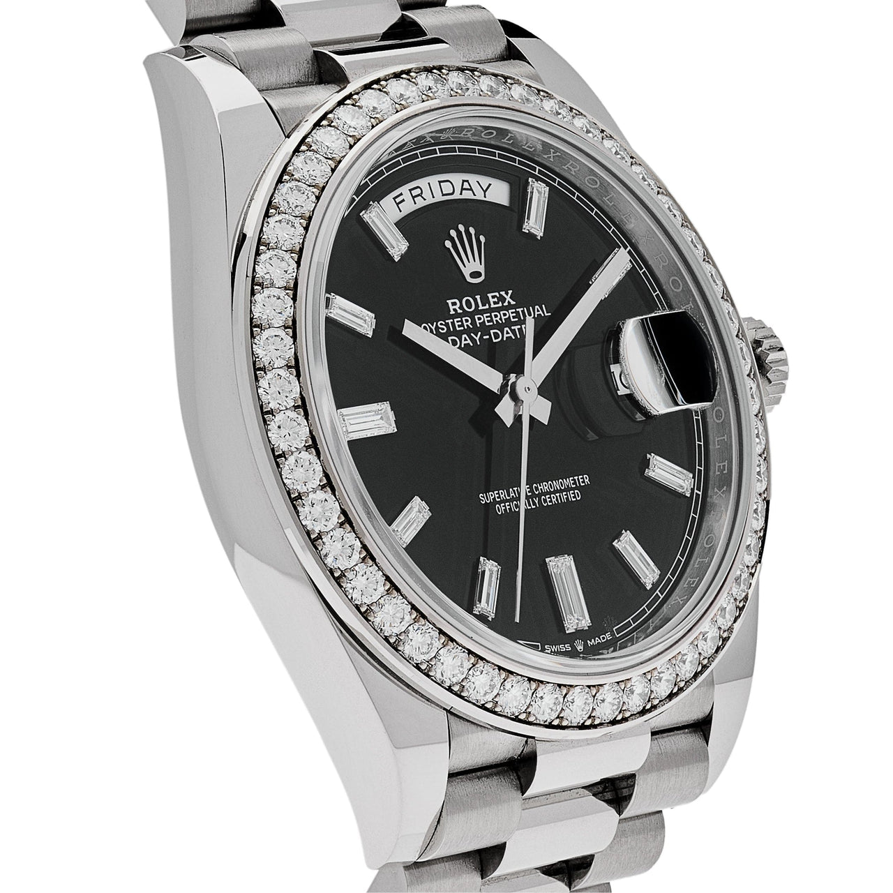 Luxury Watch Rolex Day-Date 40 White Gold Black Diamond Dial & Bezel 228349RBR Wrist Aficionado