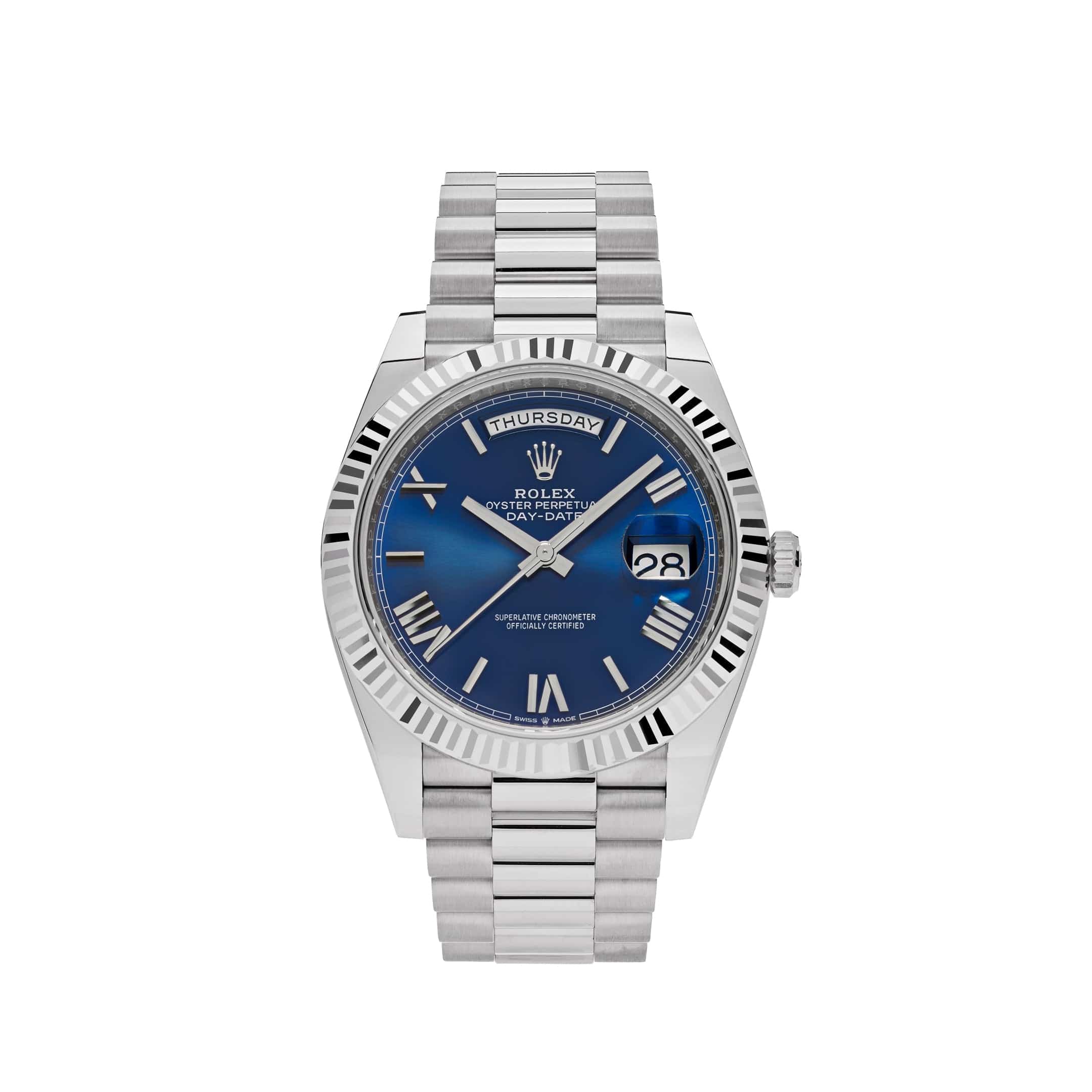 Luxury Watch Rolex Day-Date 40 White Gold Blue Dial 228239 (2022) Wrist Aficionado