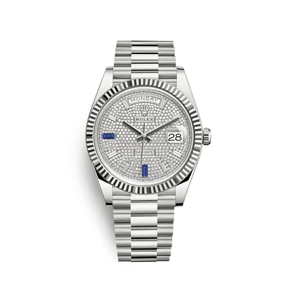 Luxury Watch Rolex Day-Date 40 White Gold Diamond-Paved Dial 228239 Wrist Aficionado