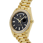 Luxury Watch Rolex Day-Date 40 Yellow Gold Black Diamond Dial & Bezel 228348RBR Wrist Aficionado