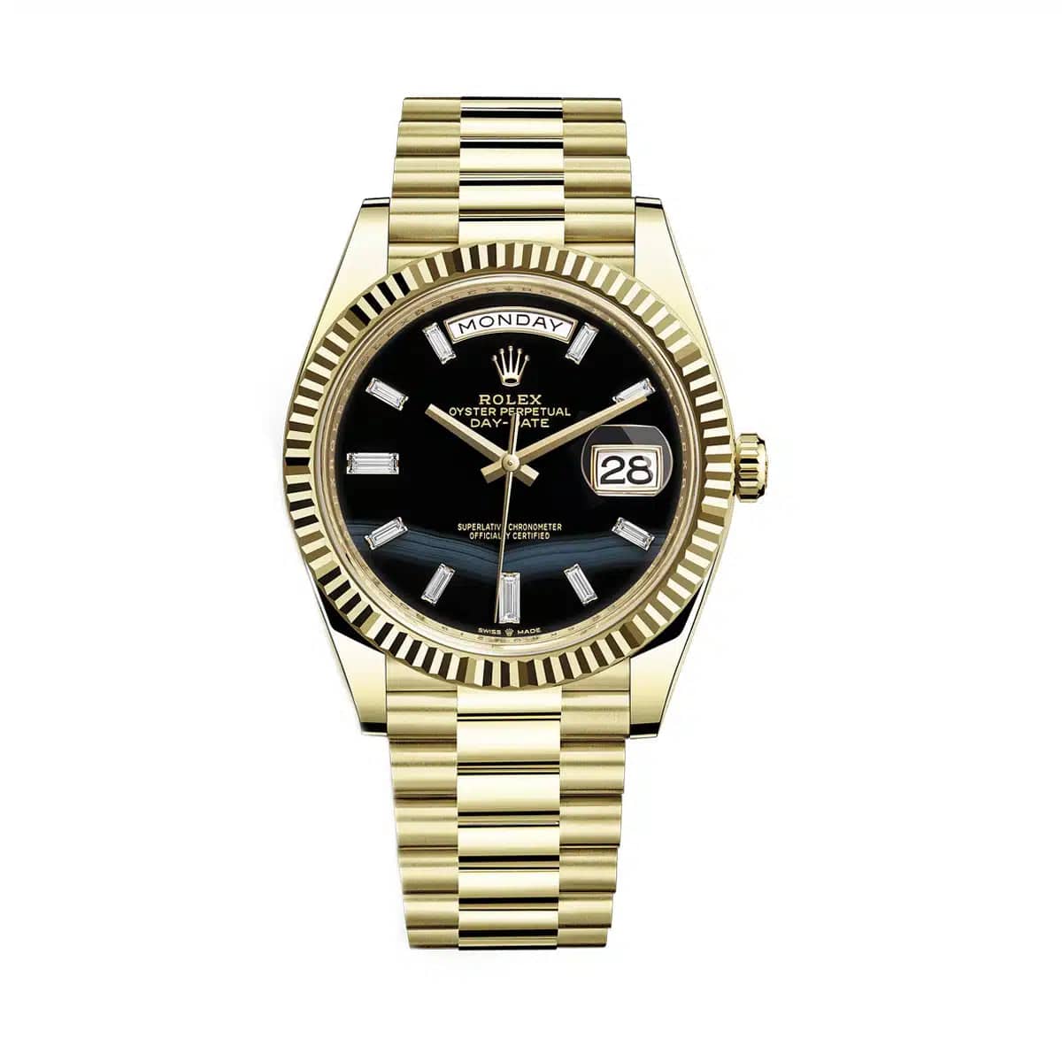 Luxury Watch Rolex Day-Date 40 Yellow Gold Black Onyx Dial 228238 Wrist Aficionado