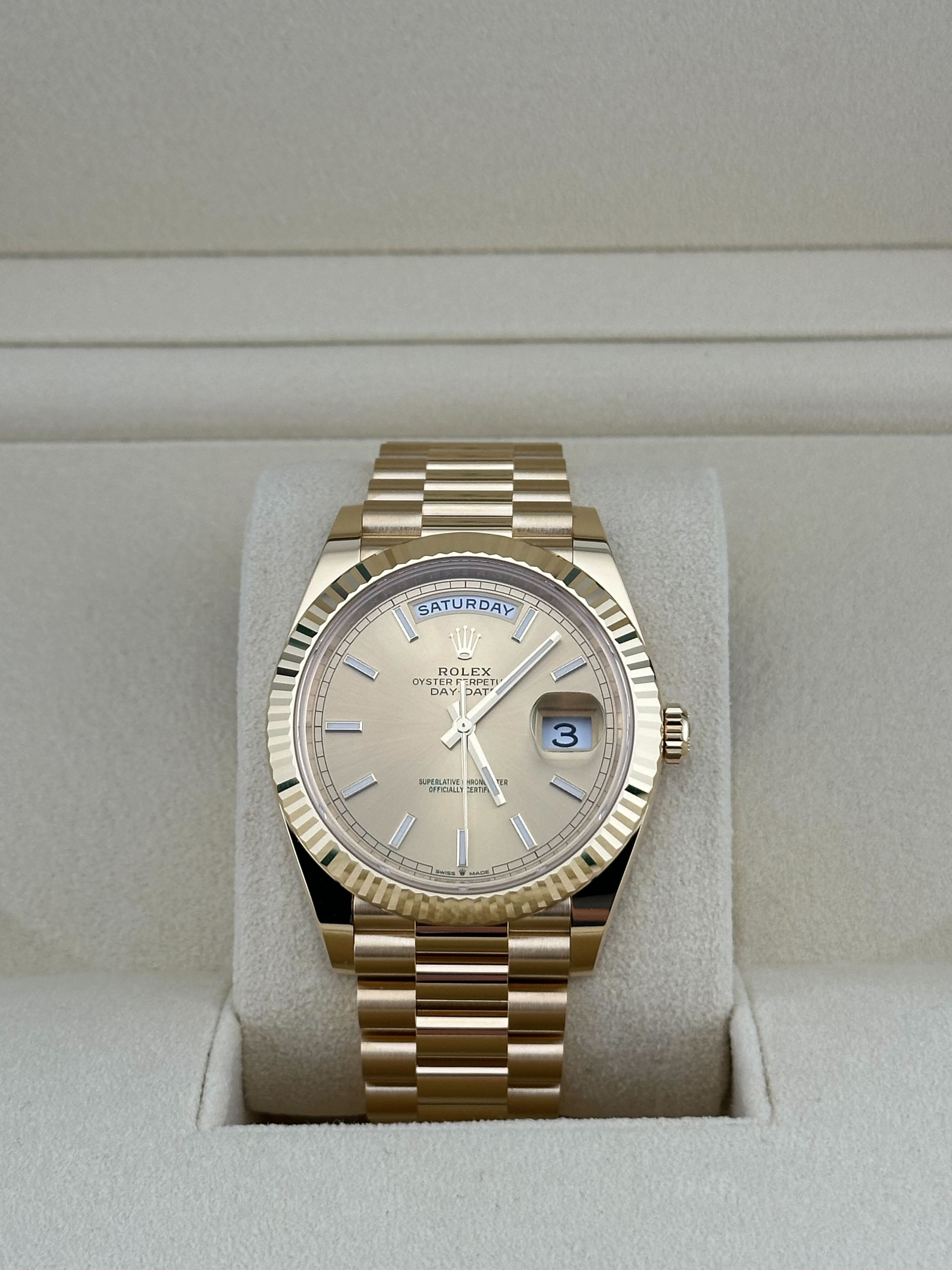 Rolex Day-Date 40 Yellow Gold Champagne Dial 228238 (2023)