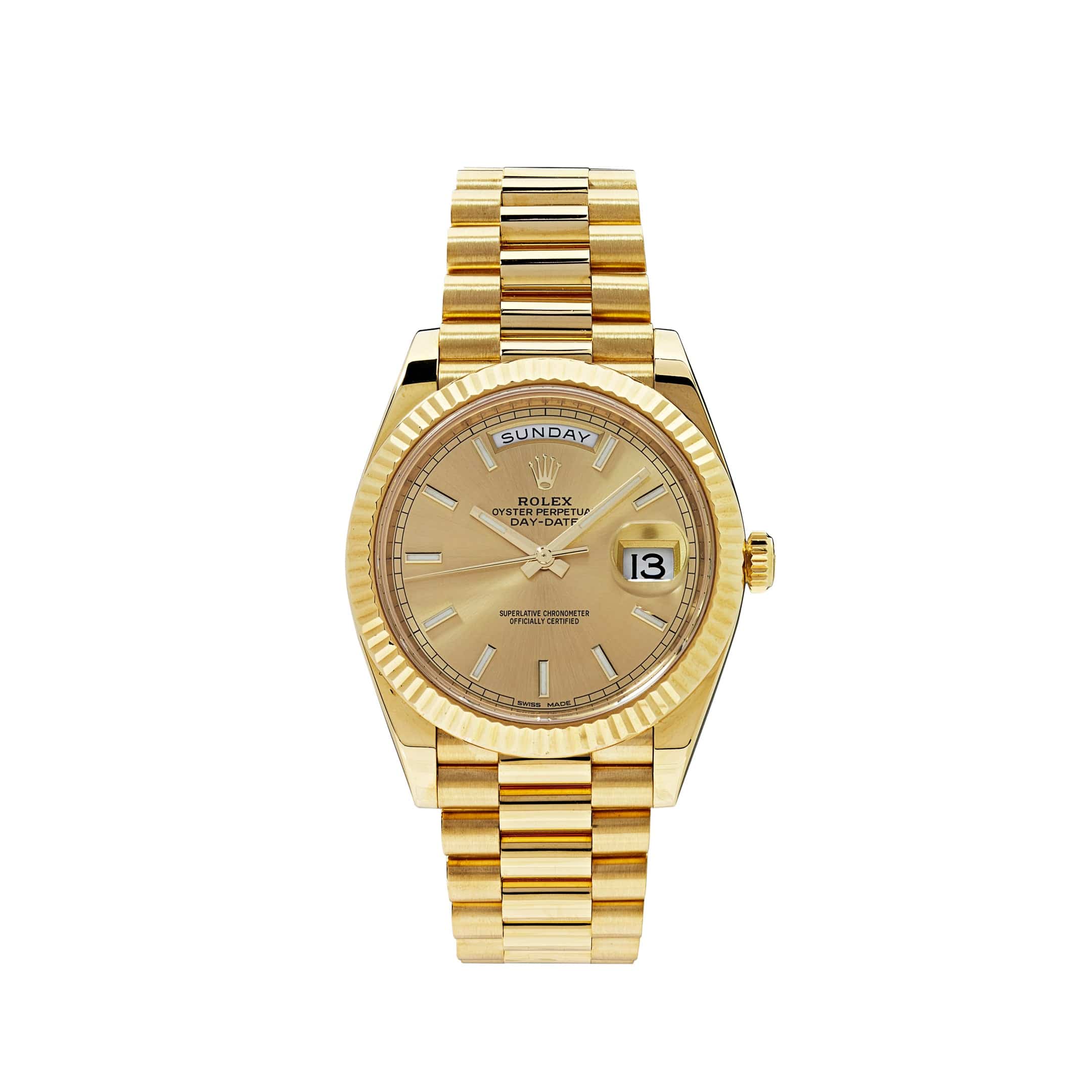 Luxury Watch Rolex Day-Date 40 Yellow Gold Champagne Dial 228238 (Draft 2016) Wrist Aficionado